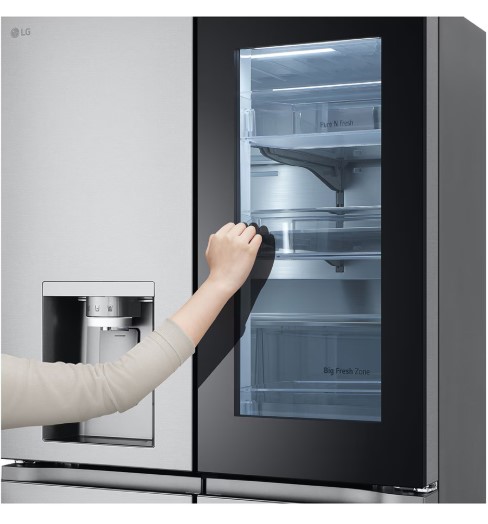 LG GMG960MBEE side by side hűtőszekrény francia ajtós kialakítással, InstaView™, WIFI, 364/274L, Lineáris Inverter Kompresszor, 91.4x72.9x179.2 cm, ragyogó metál szín 
