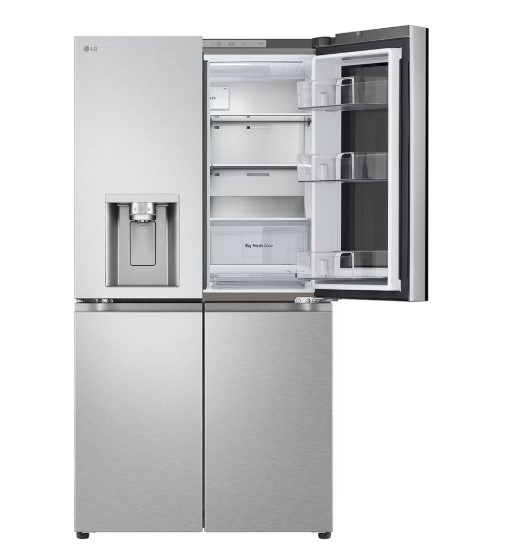LG GMG960MBEE side by side hűtőszekrény francia ajtós kialakítással, InstaView™, WIFI, 364/274L, Lineáris Inverter Kompresszor, 91.4x72.9x179.2 cm, ragyogó metál szín 