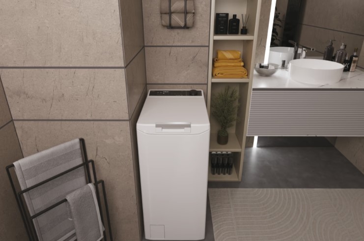 Haier THASN476TM5-S felültöltős mosógép, 7kg, gőz, WIFI, inverter motor, 41x60x86 cm