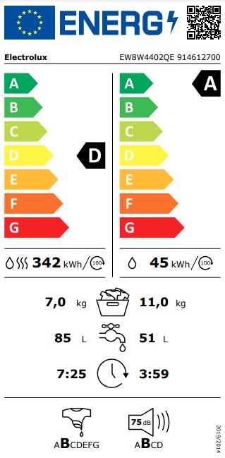 Electrolux EW8W4402QE mosó-szárítógép, ökoinverter motor, Wifi, gőz, 11/7kg, 59.7x66x84.7 cm 