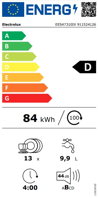 Electrolux EES47310IX kezelőpaneles beépíthető mosogatógép, 13 teríték, automatikus ajtónyitás, inverter motor, 59.6x57.5x81.8 cm, inox 