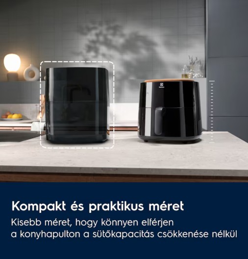 Electrolux EAF5B 700 Air Fryer, forrólevegős sütő, 5L, fekete szín, 1500W