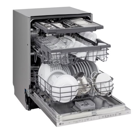 LG DB243TX teljesen beépíthető mosogatógép, 14 teríték, inverter motor, 3 kosár, WIFI, 59.8x55.4x81.5 cm, nemes acél szín 