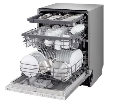 LG DB243TX teljesen beépíthető mosogatógép, 14 teríték, inverter motor, 3 kosár, WIFI, 59.8x55.4x81.5 cm, nemes acél szín 
