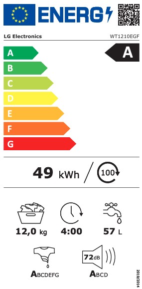 LG WT1210EGF WashTower™ elöltöltős mosógép és hőszivattyús szárítógép egybeépítve, 12/10 kg, WIFI, Direct Drive inverter motor, gőz, 60x66x165.5 cm, természetes zöld és természetes bézs szín 