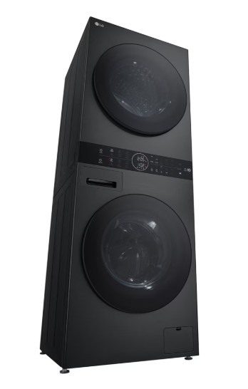 LG WT1210BBF WashTower™ elöltöltős mosógép és hőszivattyús szárítógép egybeépítve, Direct Drive inverter motor, 12/10 kg, WIFI, 60x66x165.5 cm, fekete acél szín 