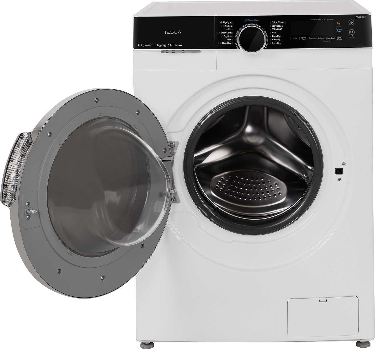 Tesla WW86492M mosó-szárítógép, gőz,inverter motor, 8/6kg, 59.5x47.5x85 cm 
