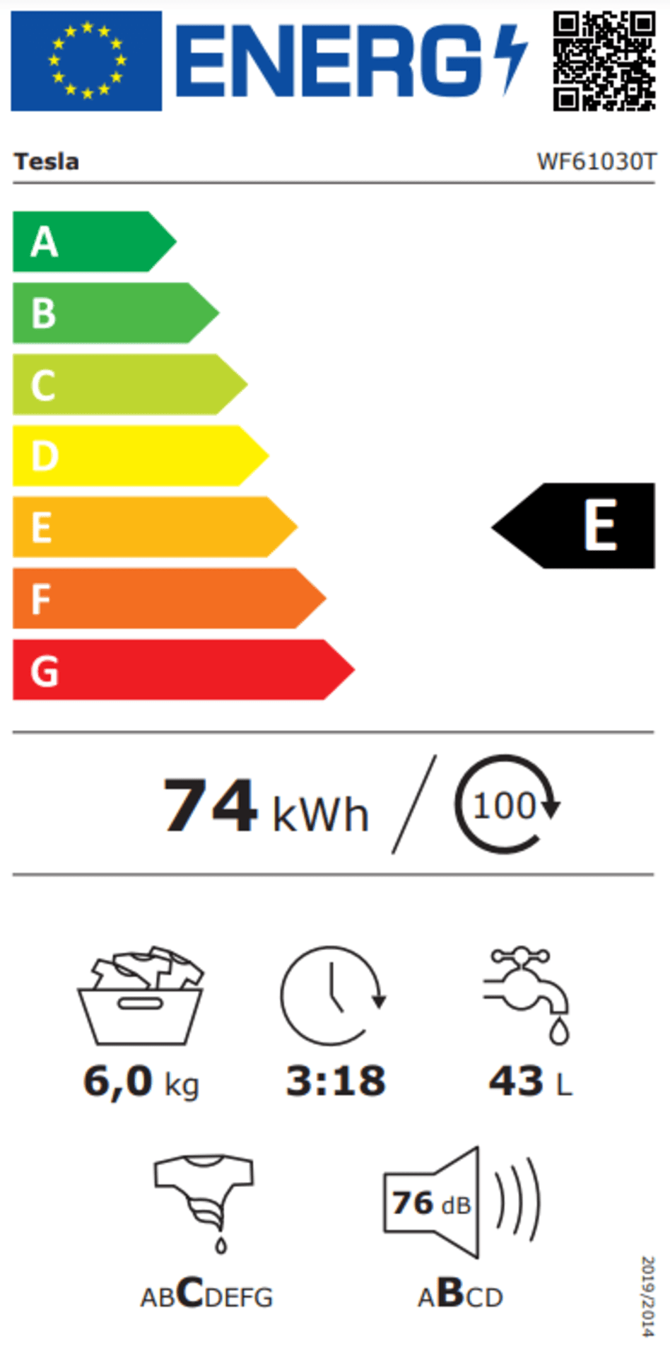 Tesla WF61030T elöltöltős mosógép, 6kg, 59.5x47x85 cm 