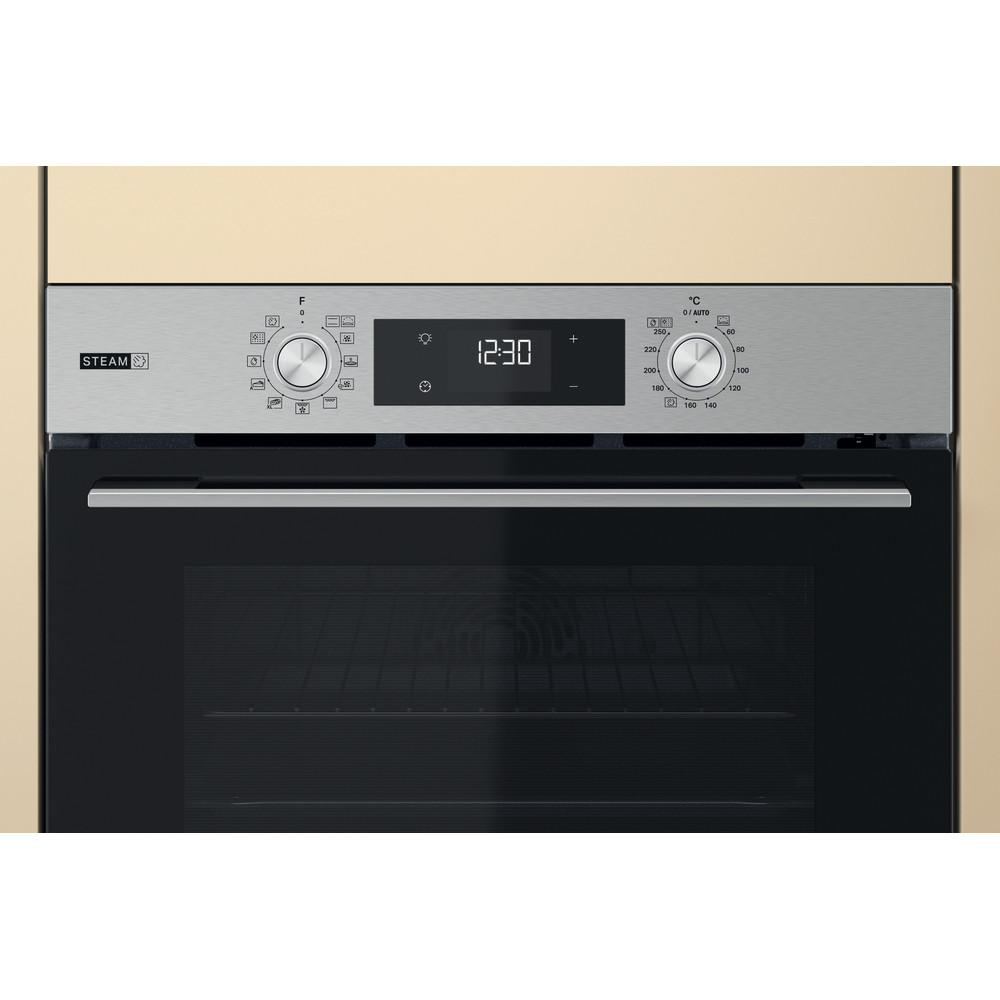 Whirlpool OMSK58RU1SX beépíthető sütő, pirolitikus és hidrolitikus tisztítás, 71L, 59.5x55.1x59.5 cm, nemesacél szín 