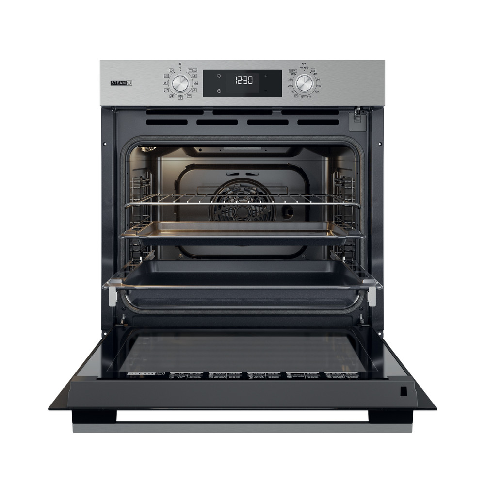 Whirlpool OMSK58RU1SX beépíthető sütő, pirolitikus és hidrolitikus tisztítás, 71L, 59.5x55.1x59.5 cm, nemesacél szín 