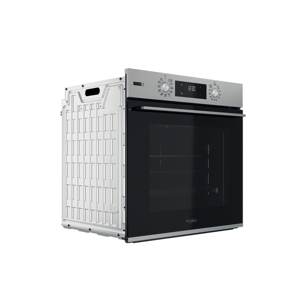 Whirlpool OMSK58RU1SX beépíthető sütő, pirolitikus és hidrolitikus tisztítás, 71L, 59.5x55.1x59.5 cm, nemesacél szín 