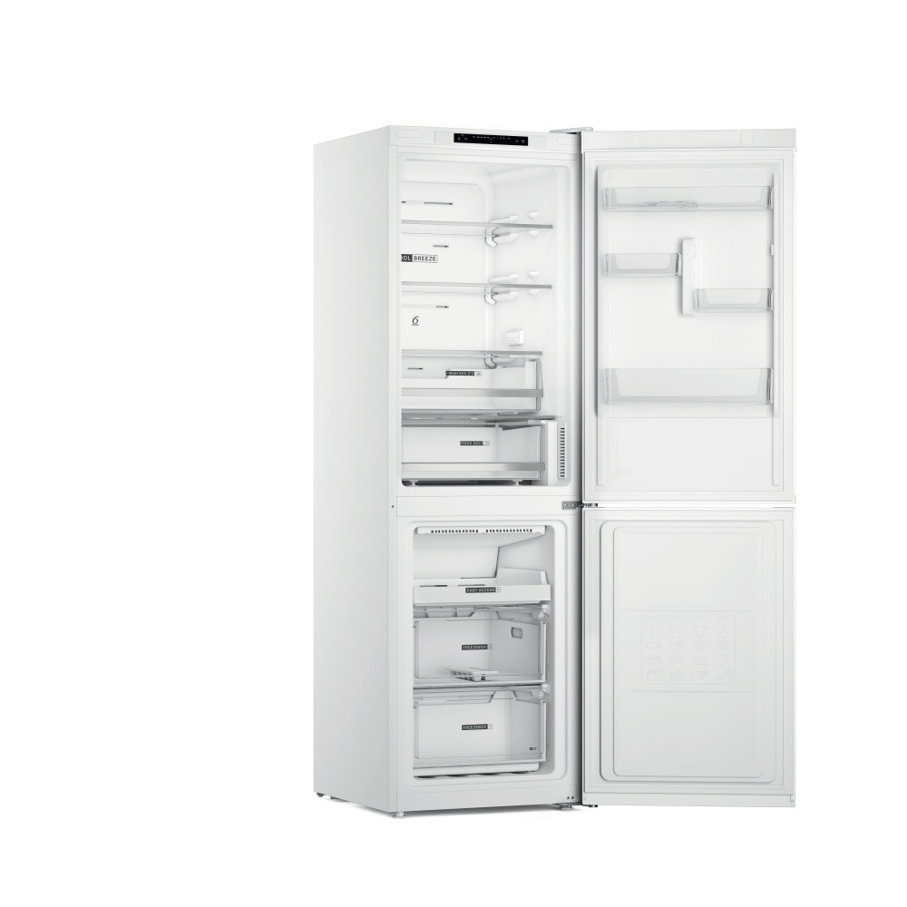Whirlpool W7X 83A W Total No Frost alulfagyasztós kombinált hűtőszekrény, Zen Inverter Kompresszor, 231/104L, 59.6x67.8x191.2 cm
