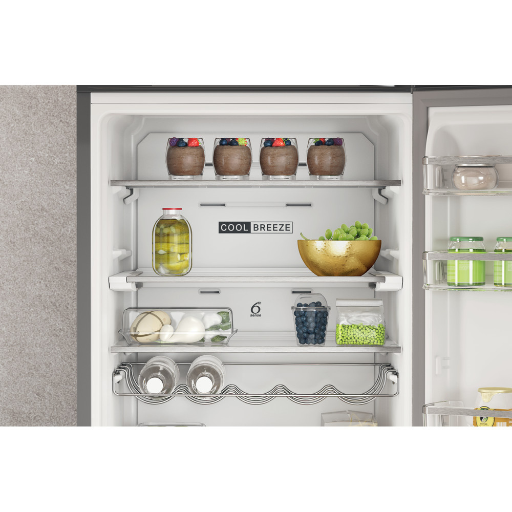 Whirlpool W7X 93T OX H Total No Frost alulfagyasztós kombinált hűtőszekrény, Zen Inverter Kompresszor, 263/104L, 59.6x67.8x202.7 cm, optic inox 