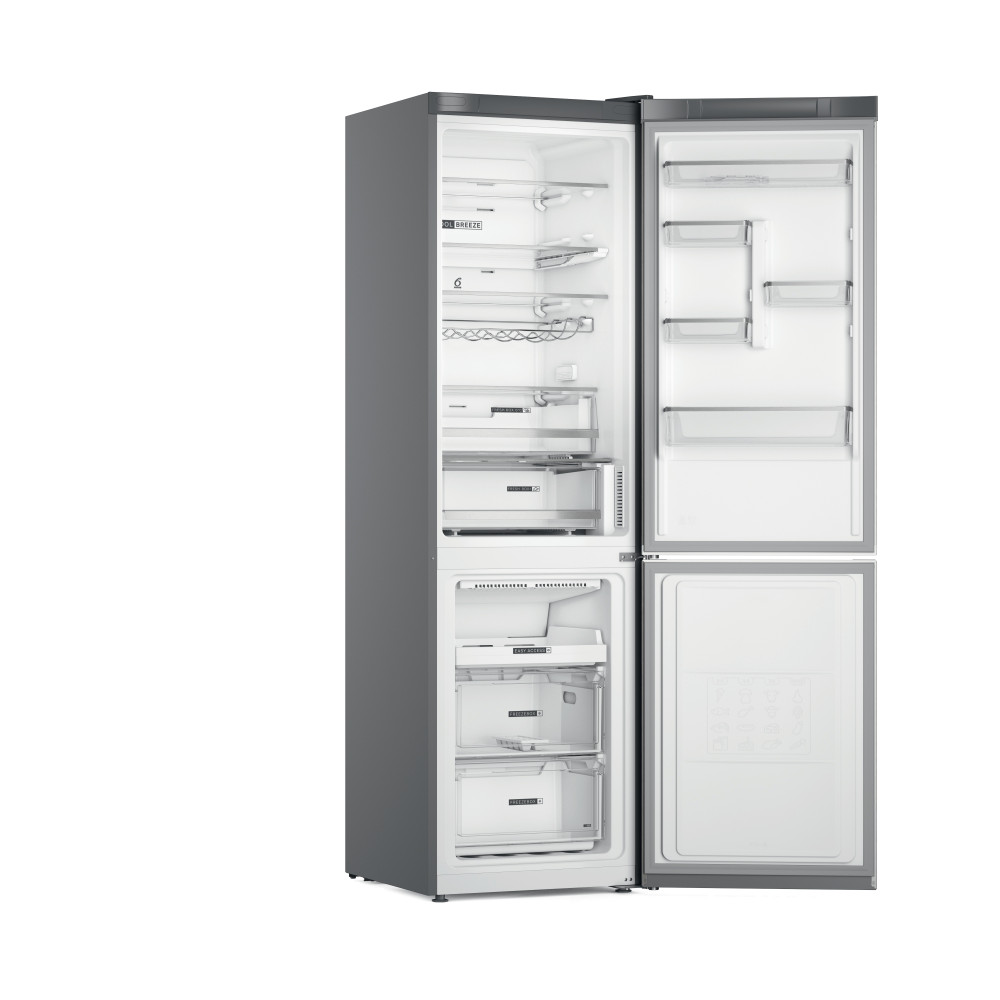 Whirlpool W7X 93T OX H Total No Frost alulfagyasztós kombinált hűtőszekrény, Zen Inverter Kompresszor, 263/104L, 59.6x67.8x202.7 cm, optic inox 