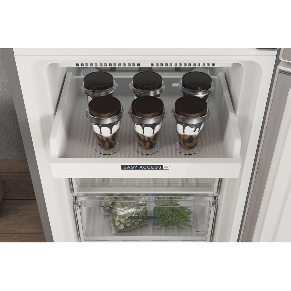 Whirlpool W7X 93T OX H Total No Frost alulfagyasztós kombinált hűtőszekrény, Zen Inverter Kompresszor, 263/104L, 59.6x67.8x202.7 cm, optic inox 