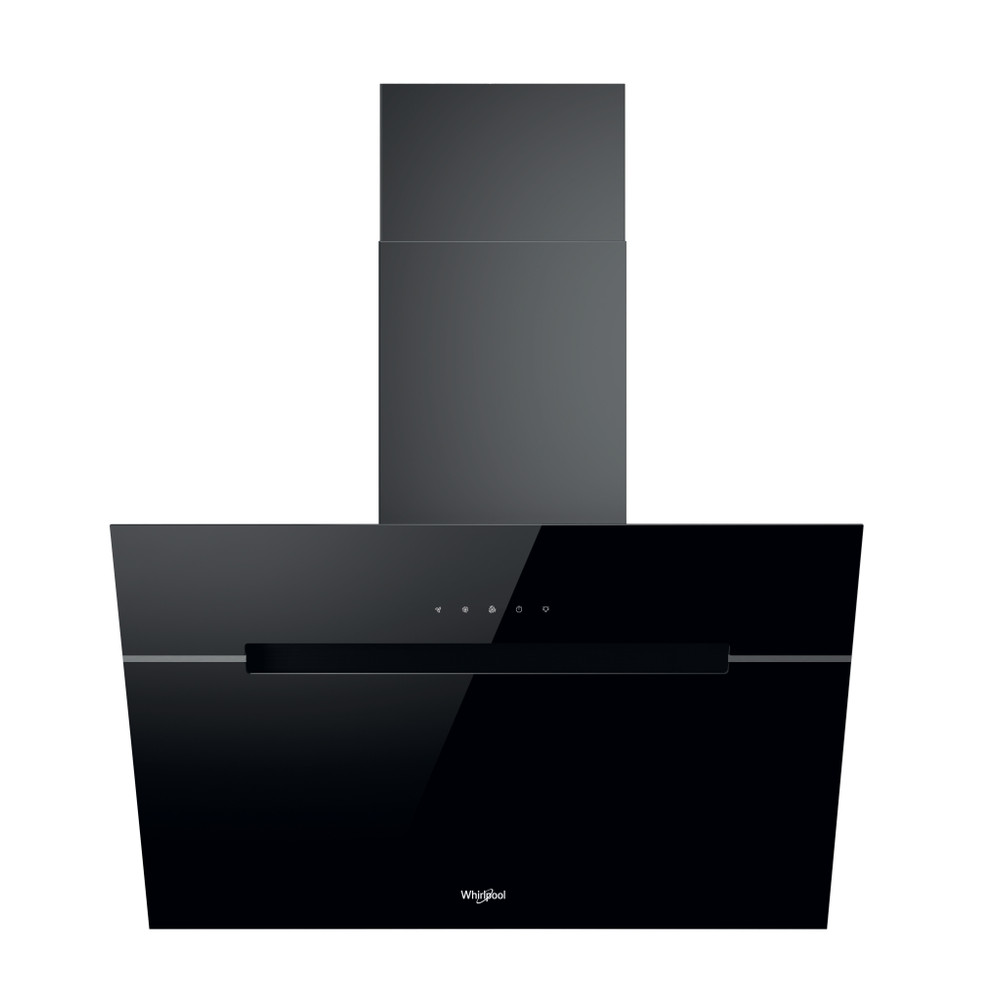 Whirlpool WHVP 62F LT SK beépíthető falra szerelhető döntött kürtös konyhai elszívó, LED világítás, 59.8x32.6x63 cm, fekete szín