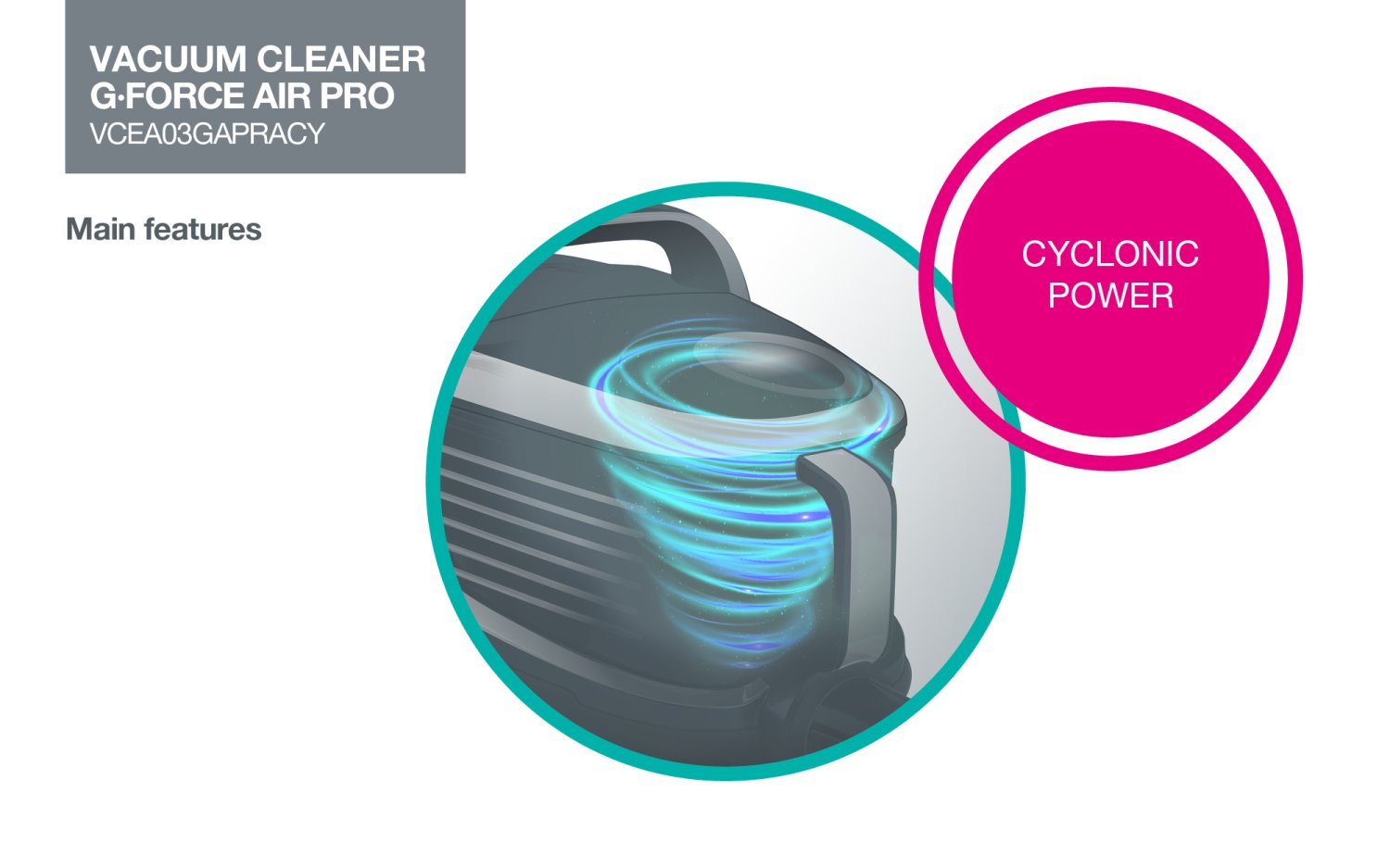 Gorenje VCEA03GAPRACY porzsák nélküli porszívó, 700W , bordó szín 
