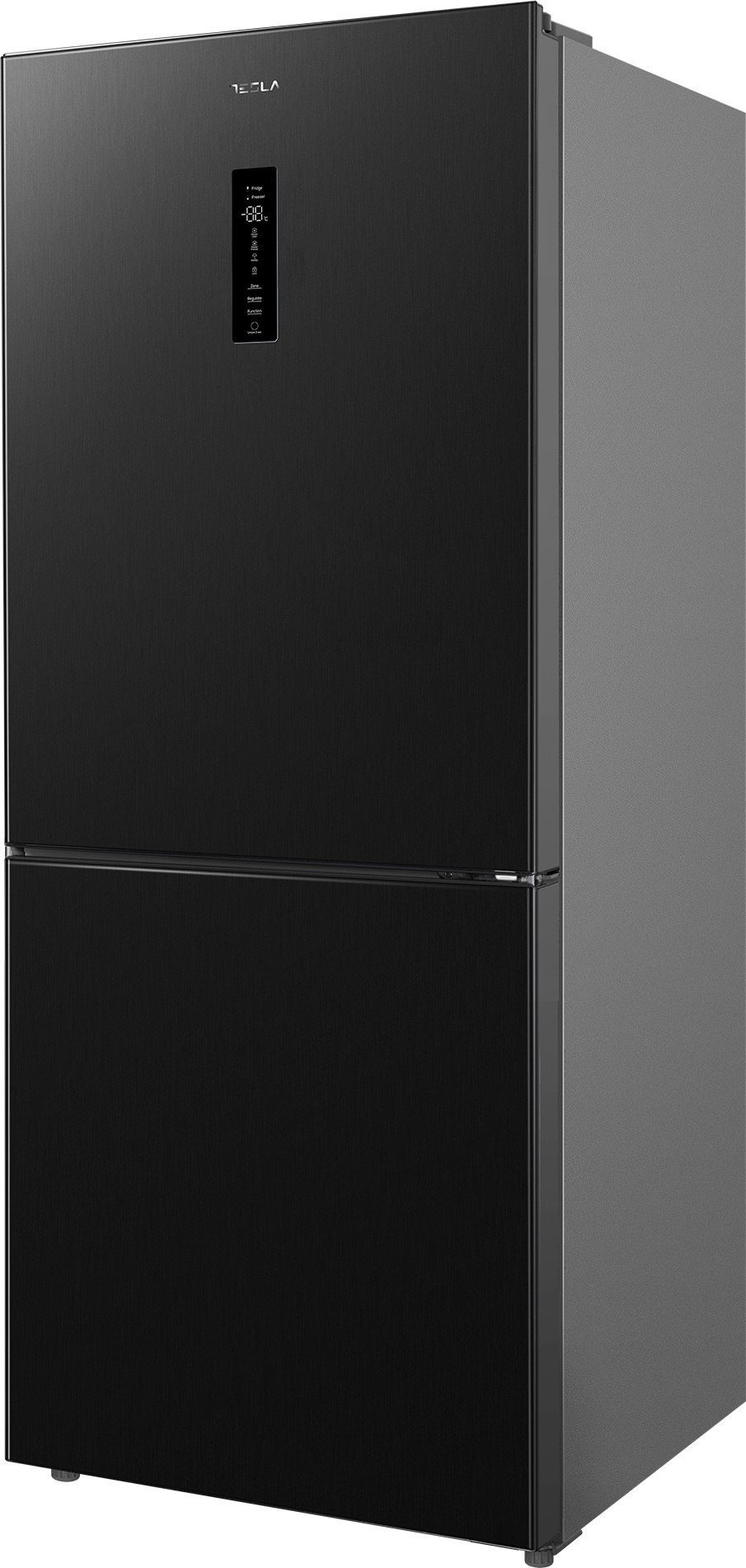Tesla RC4200FTBE Total No Frost alulfagyasztós kombinált hűtőszekrény, 276/141L, 67x70.3x185 cm, fekete szín 