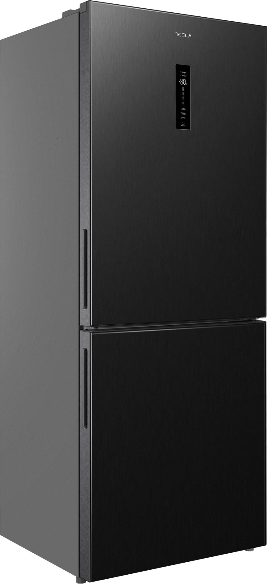 Tesla RC4200FTBE Total No Frost alulfagyasztós kombinált hűtőszekrény, 276/141L, 67x70.3x185 cm, fekete szín 