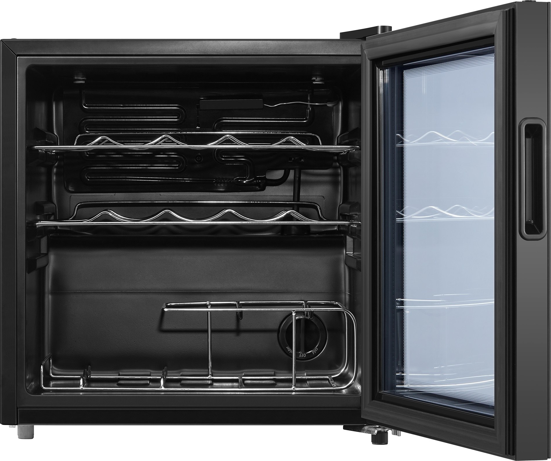 Tesla RW044M borhűtő, 14 palack, 44L, 47.2x44.4x49.3 cm, fekete 