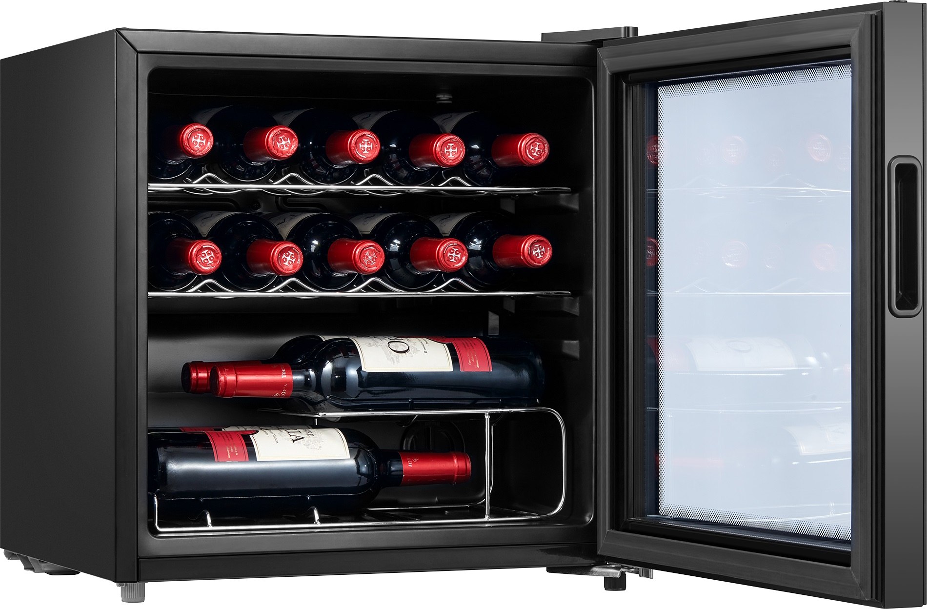 Tesla RW044M borhűtő, 14 palack, 44L, 47.2x44.4x49.3 cm, fekete 