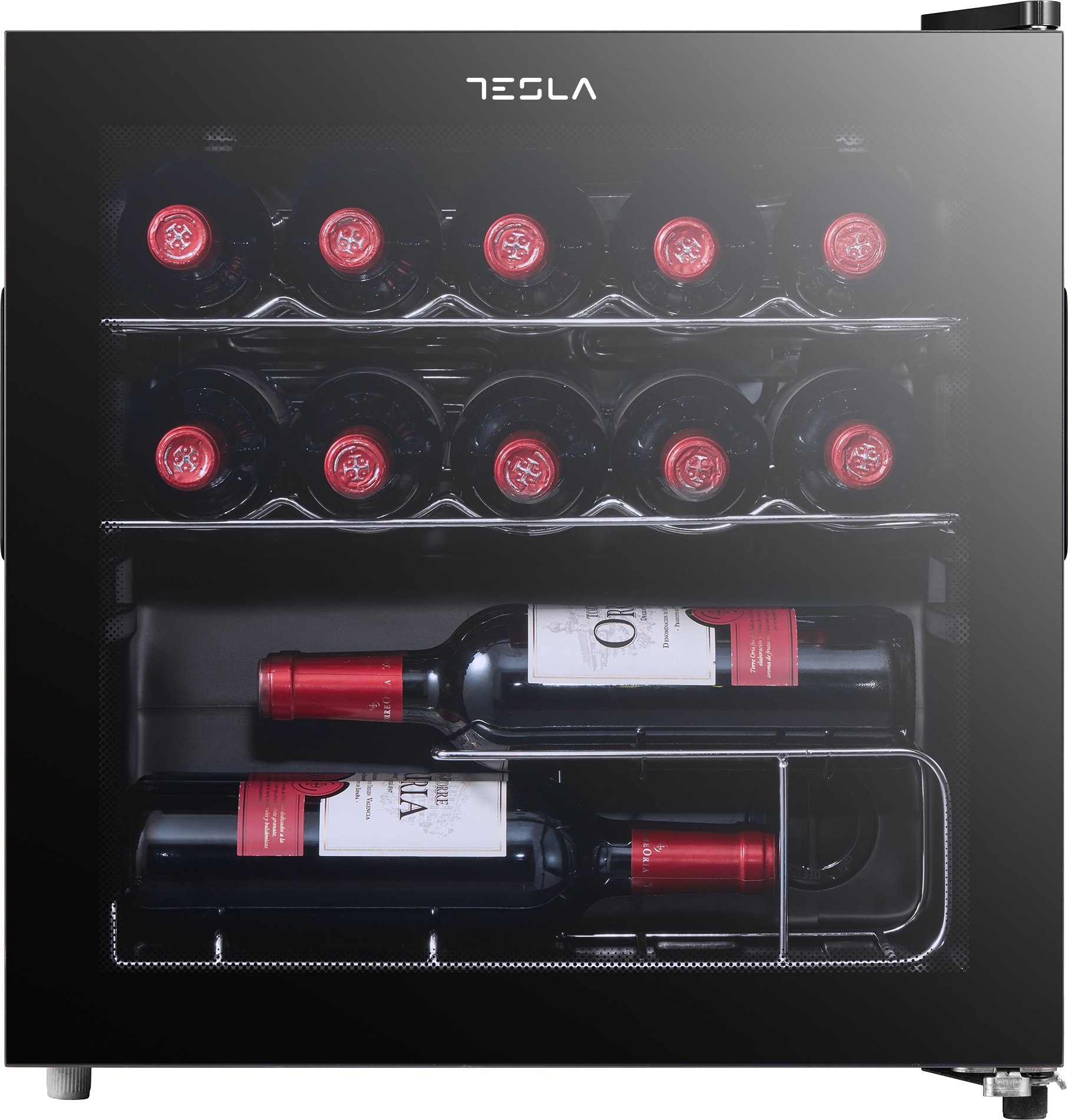Tesla RW044M borhűtő, 14 palack, 44L, 47.2x44.4x49.3 cm, fekete 