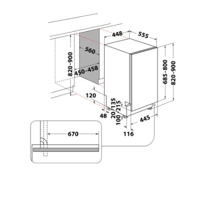 Whirlpool WH6IC11BS7LSA0 teljesen beépíthető mosogatógép, 11 teríték, 3 kosár, automatikus ajtónyitás, 44.8x55.5x82 cm 