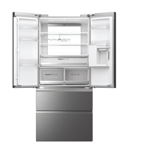 Haier HFW7819EWMP Total No Frost side by side hűtőszekrény francia ajtós kialakítással, 356/181L, Dual Inverter Kompresszor, Wifi, 83x66.9x192.5 cm, platina inox 