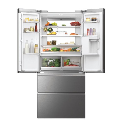 Haier HFW7819EWMP Total No Frost side by side hűtőszekrény francia ajtós kialakítással, 356/181L, Dual Inverter Kompresszor, Wifi, 83x66.9x192.5 cm, platina inox 