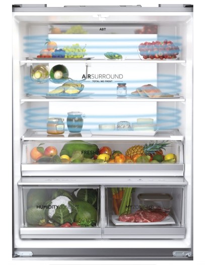 Haier HFW7819EWMP Total No Frost side by side hűtőszekrény francia ajtós kialakítással, 356/181L, Dual Inverter Kompresszor, Wifi, 83x66.9x192.5 cm, platina inox 