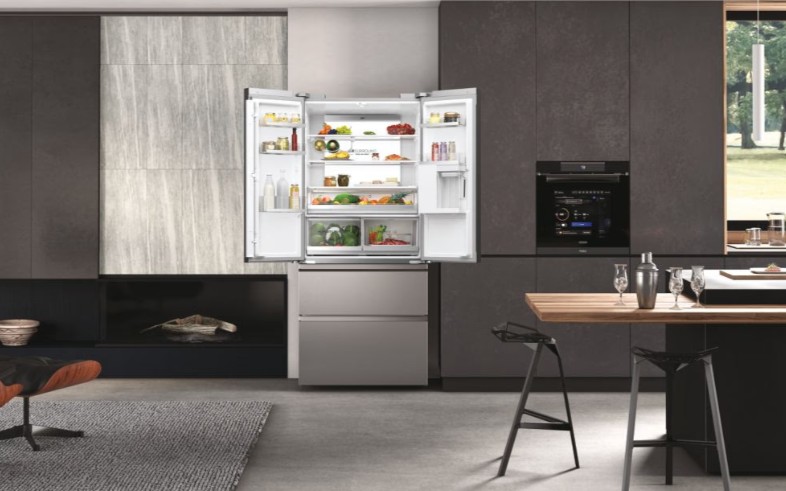Haier HFW7819EWMP Total No Frost side by side hűtőszekrény francia ajtós kialakítással, 356/181L, Dual Inverter Kompresszor, Wifi, 83x66.9x192.5 cm, platina inox 
