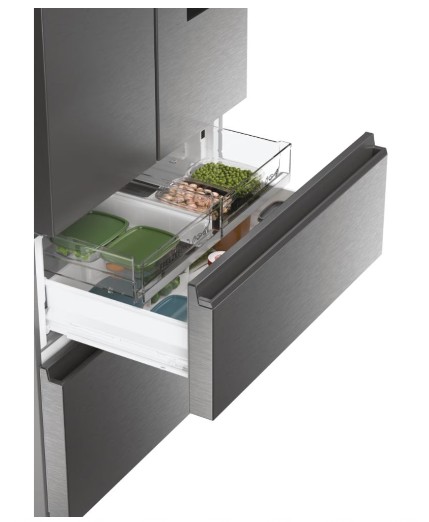 Haier HFW7819EWMP Total No Frost side by side hűtőszekrény francia ajtós kialakítással, 356/181L, Dual Inverter Kompresszor, Wifi, 83x66.9x192.5 cm, platina inox 