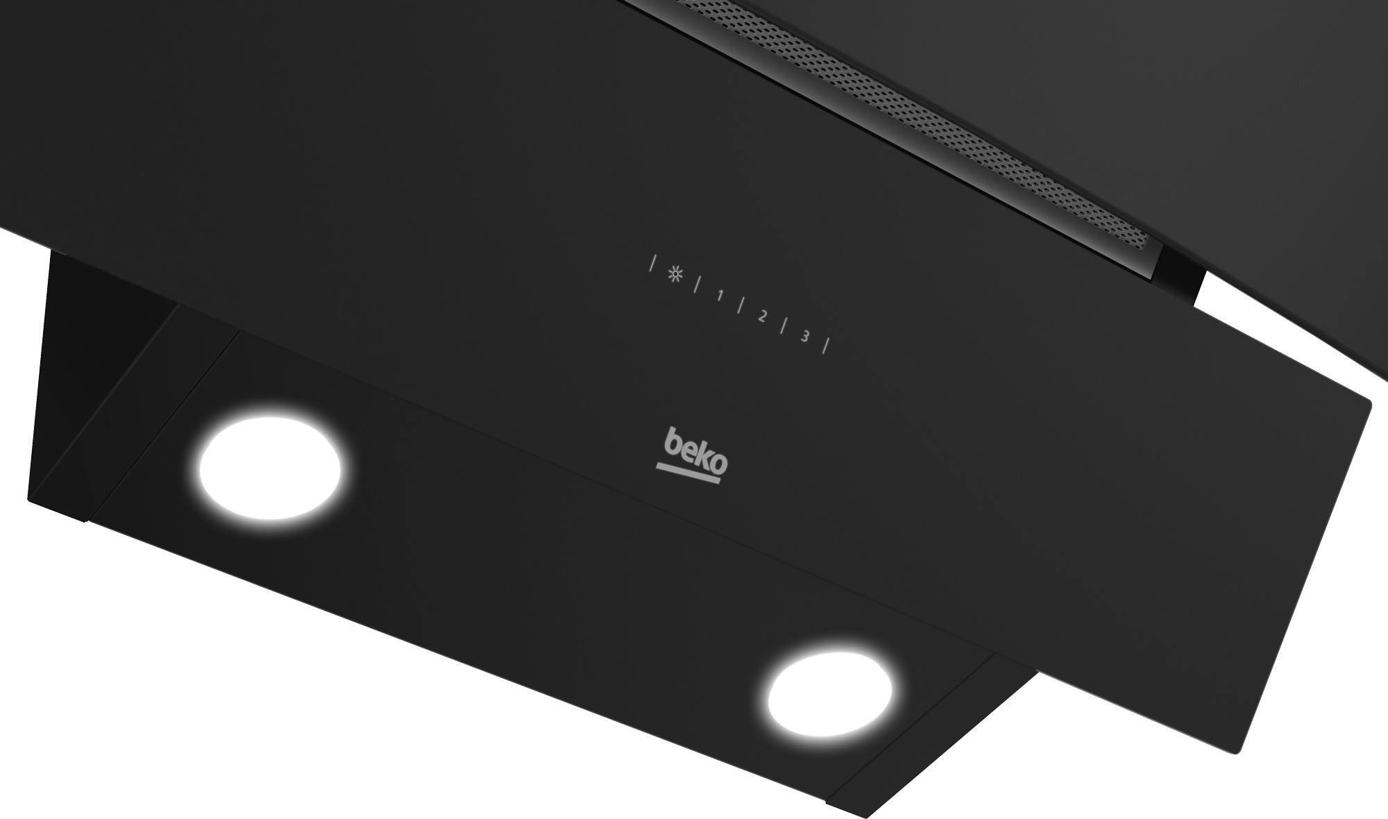 Beko HCA62640B beépíthető falra szerelhető döntött kürtös konyhai elszívó, 39.1x60x75 cm, fekete szín 