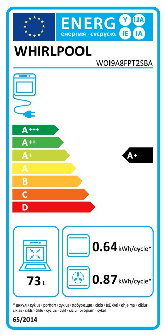 Whirlpool WOI9A8FPT2SBA beépíthető sütő, 73L, pirolitikus és hidrolitikus tisztítás, 59.5x56.4x59.7 cm, fekete szín 