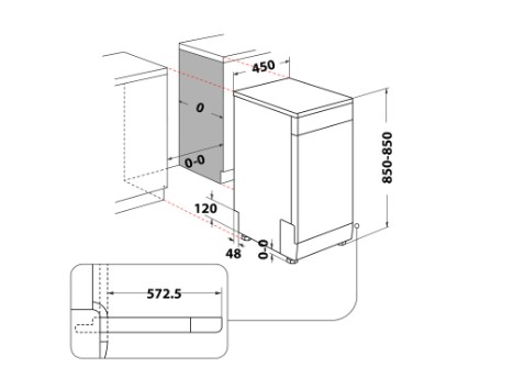 Whirlpool WH6FB10BS7A0X mosogatógép, 11 teríték, 3 kosár, automatikus ajtónyitás, 45x59x85 cm, inox