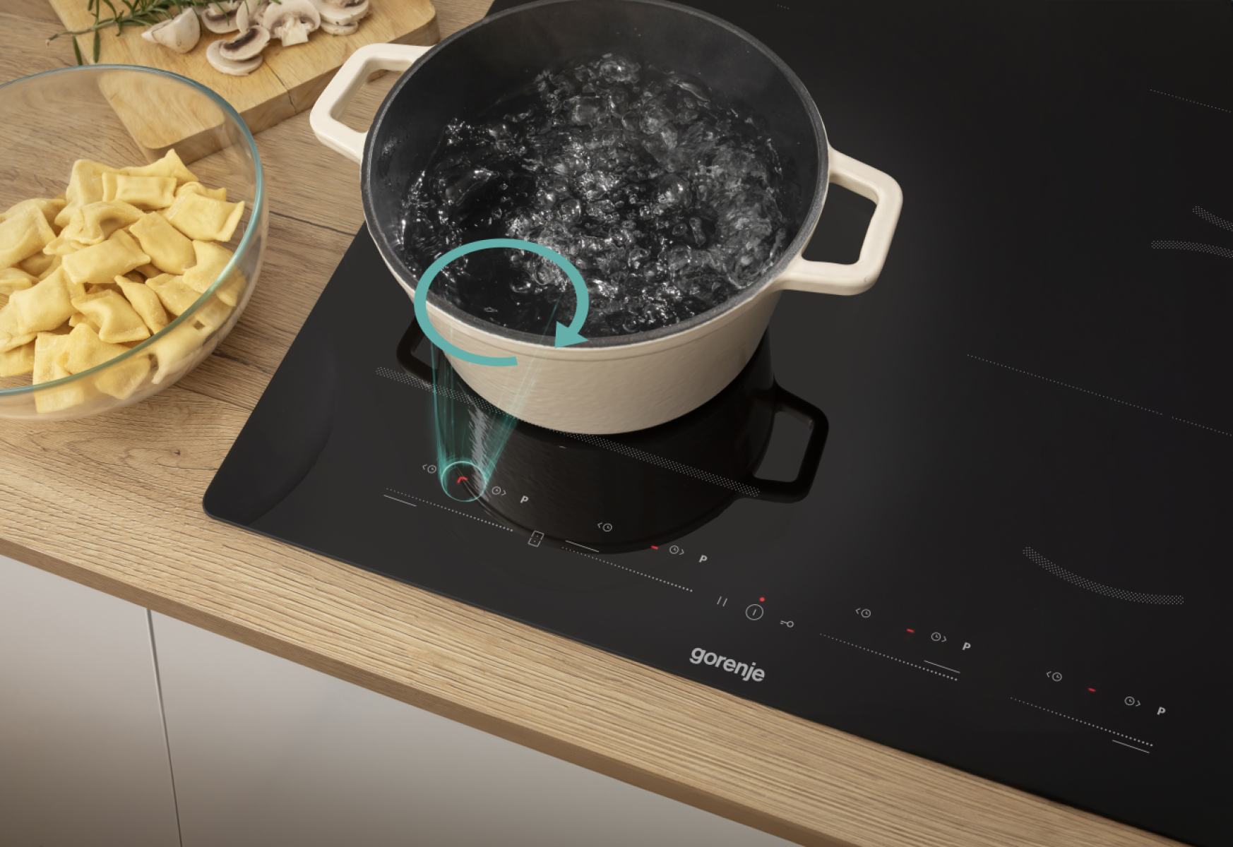 Gorenje GI6442BSCE beépíthető indukciós kerámialap, 59x52x5.3 cm, Bridge összekapcsolható főzőzóna, fekete szín
