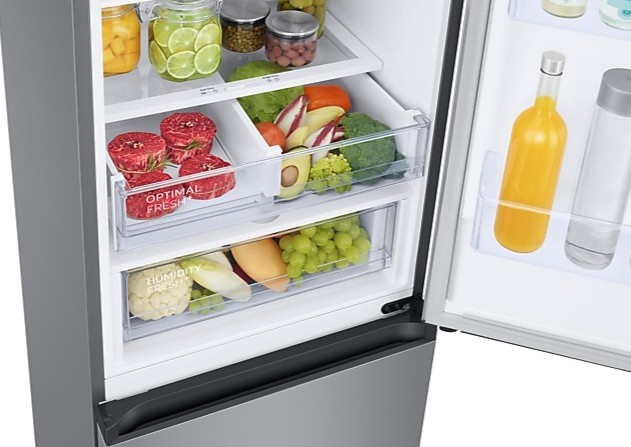 Samsung RB38T603DSA/EF No Frost alulfagyasztós kombinált hűtőszekrény, Digitális Inverter Kompresszor, 276/114L, 59.5x65.8x203 cm, fémes grafit szín 