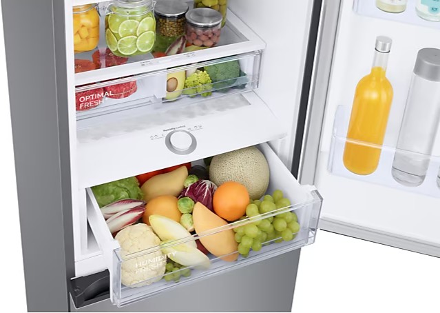 Samsung RB38T603DSA/EF No Frost alulfagyasztós kombinált hűtőszekrény, Digitális Inverter Kompresszor, 276/114L, 59.5x65.8x203 cm, fémes grafit szín 
