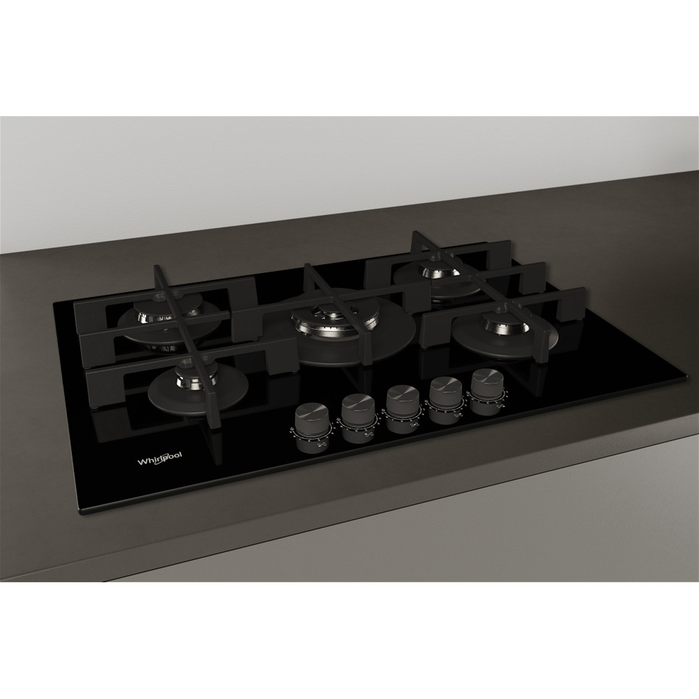 Whirlpool GOWL 728/NB beépíthető gáz főzőlap, 73x51x5.4 cm, fekete szín, GOWL 728NB