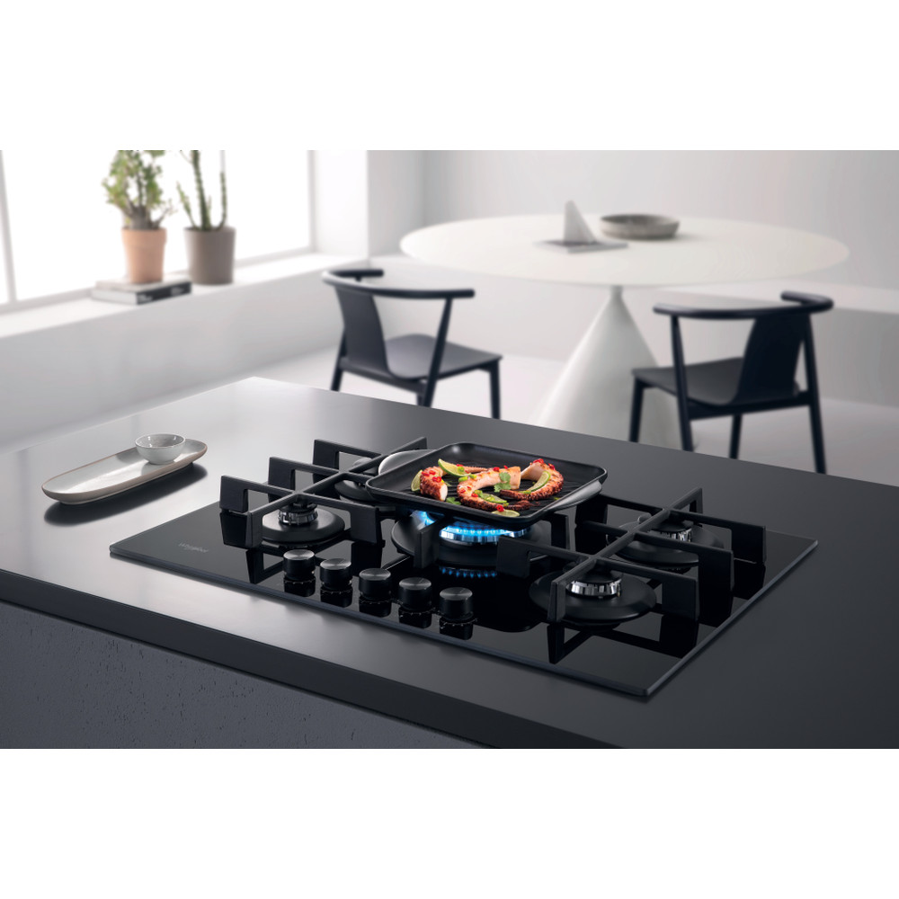 Whirlpool GOWL 728/NB beépíthető gáz főzőlap, 73x51x5.4 cm, fekete szín, GOWL 728NB