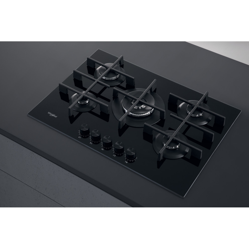 Whirlpool GOWL 728/NB beépíthető gáz főzőlap, 73x51x5.4 cm, fekete szín, GOWL 728NB