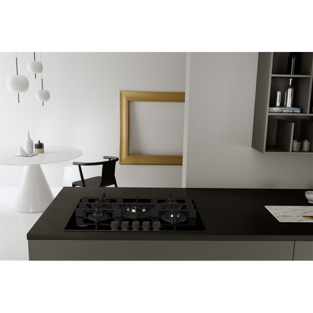 Whirlpool GOWL 728/NB beépíthető gáz főzőlap, 73x51x5.4 cm, fekete szín, GOWL 728NB
