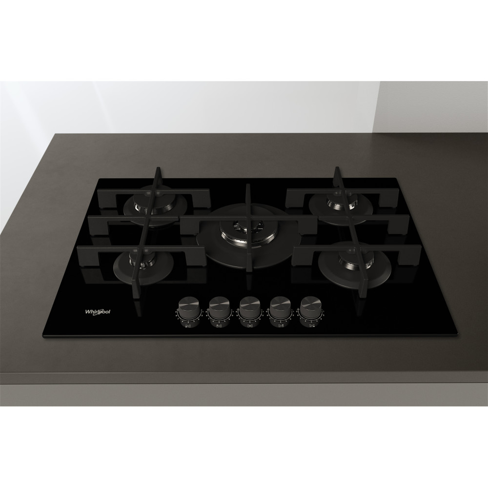 Whirlpool GOWL 728/NB beépíthető gáz főzőlap, 73x51x5.4 cm, fekete szín, GOWL 728NB