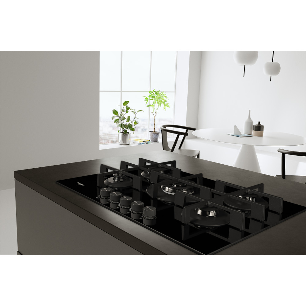 Whirlpool GOWL 728/NB beépíthető gáz főzőlap, 73x51x5.4 cm, fekete szín, GOWL 728NB