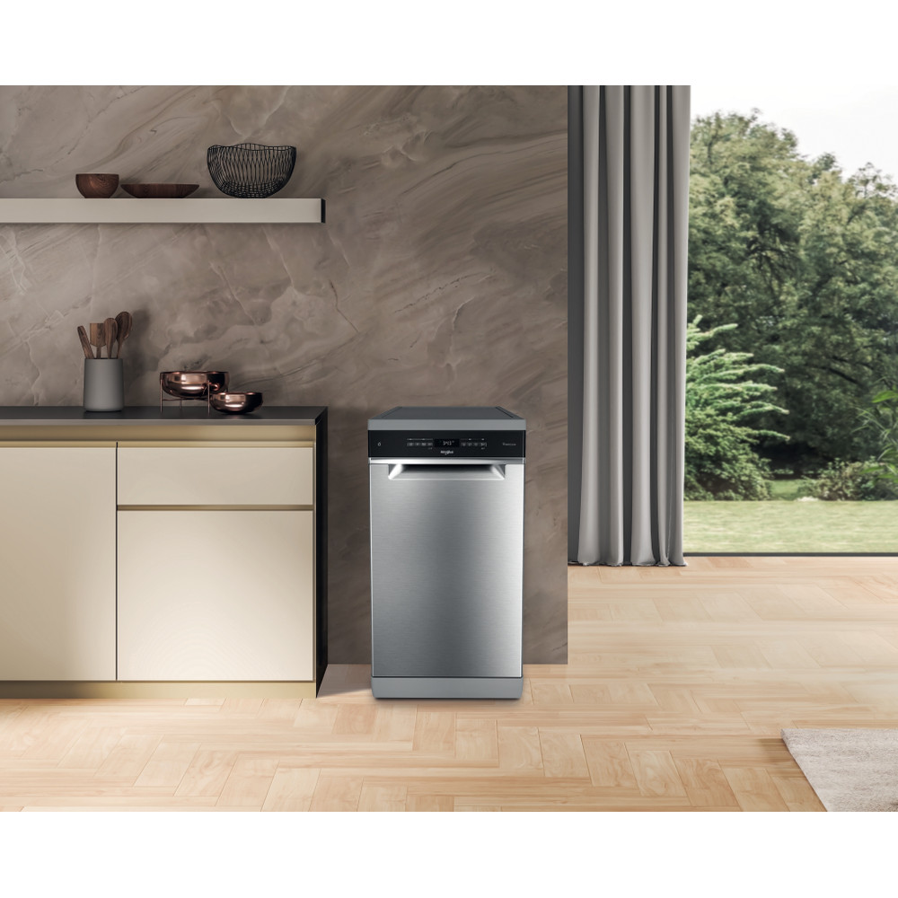 Whirlpool WH6FB10BS7A0X mosogatógép, 11 teríték, 3 kosár, automatikus ajtónyitás, 45x59x85 cm, inox