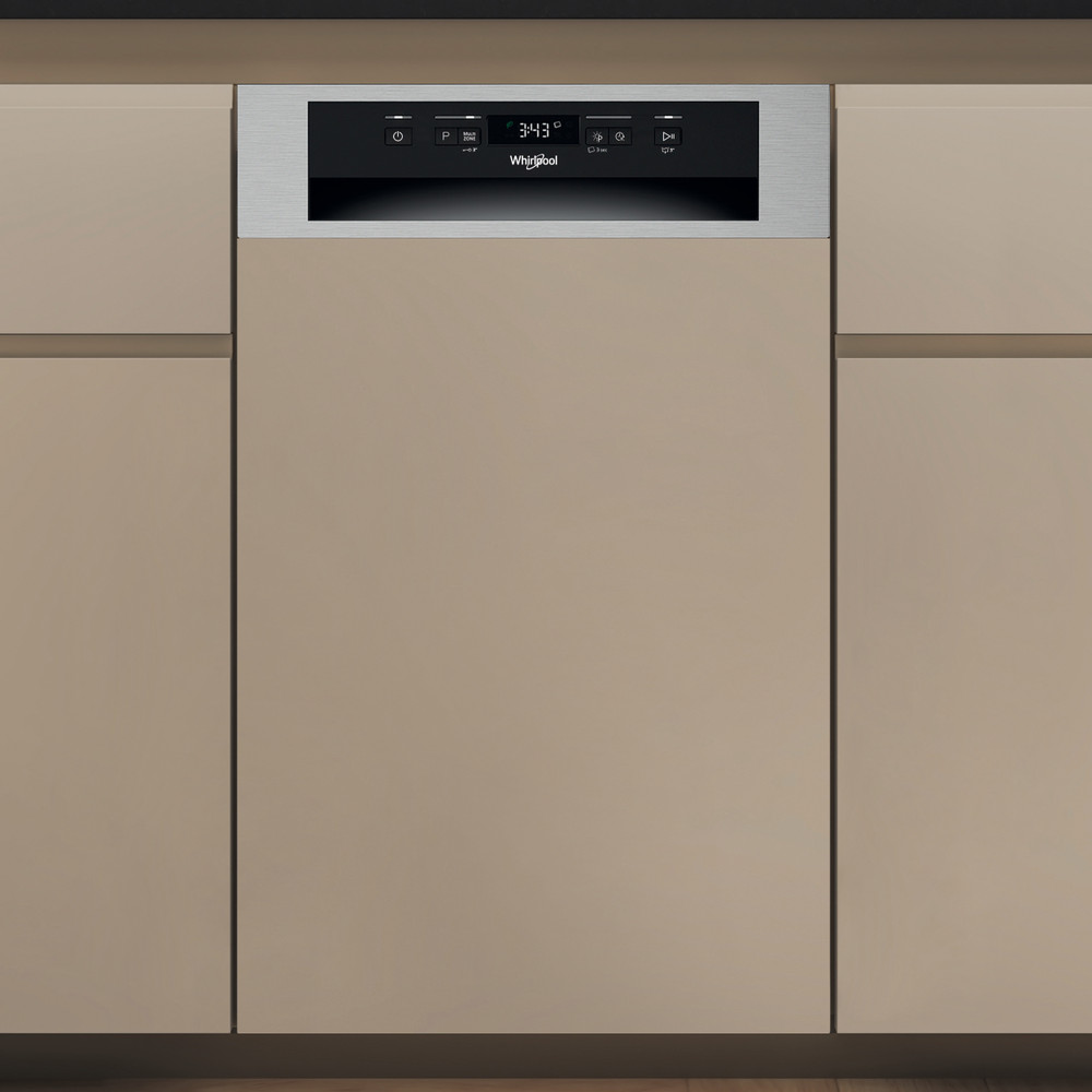 Whirlpool WH6PC11BS7A0 beépíthető kezelőpaneles mosogatógép, 11 teríték, 3 kosár, automatikus ajtónyitás, 44.8x55.5x82 cm, inox 
