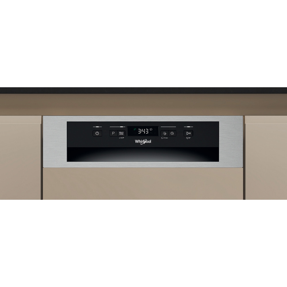 Whirlpool WH6PC11BS7A0 beépíthető kezelőpaneles mosogatógép, 11 teríték, 3 kosár, automatikus ajtónyitás, 44.8x55.5x82 cm, inox 