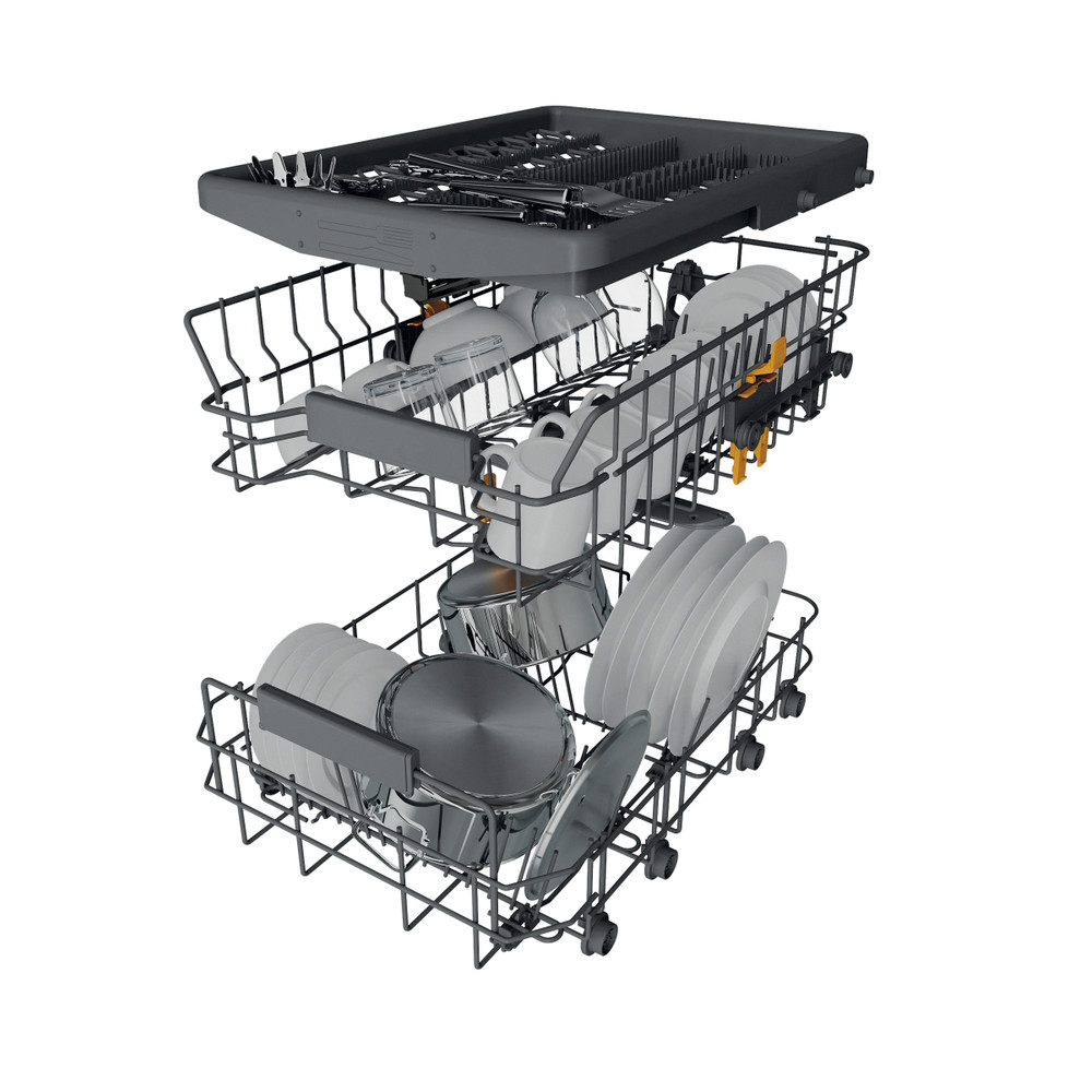 Whirlpool WH6PC11BS7A0 beépíthető kezelőpaneles mosogatógép, 11 teríték, 3 kosár, automatikus ajtónyitás, 44.8x55.5x82 cm, inox 