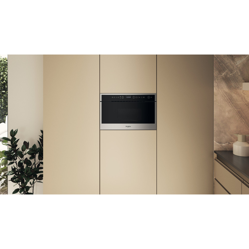 Whirlpool WMN464BX beépíthető mikrohullámú sütő, 22L, 750W, 59.5x32x38.2 cm, inox 