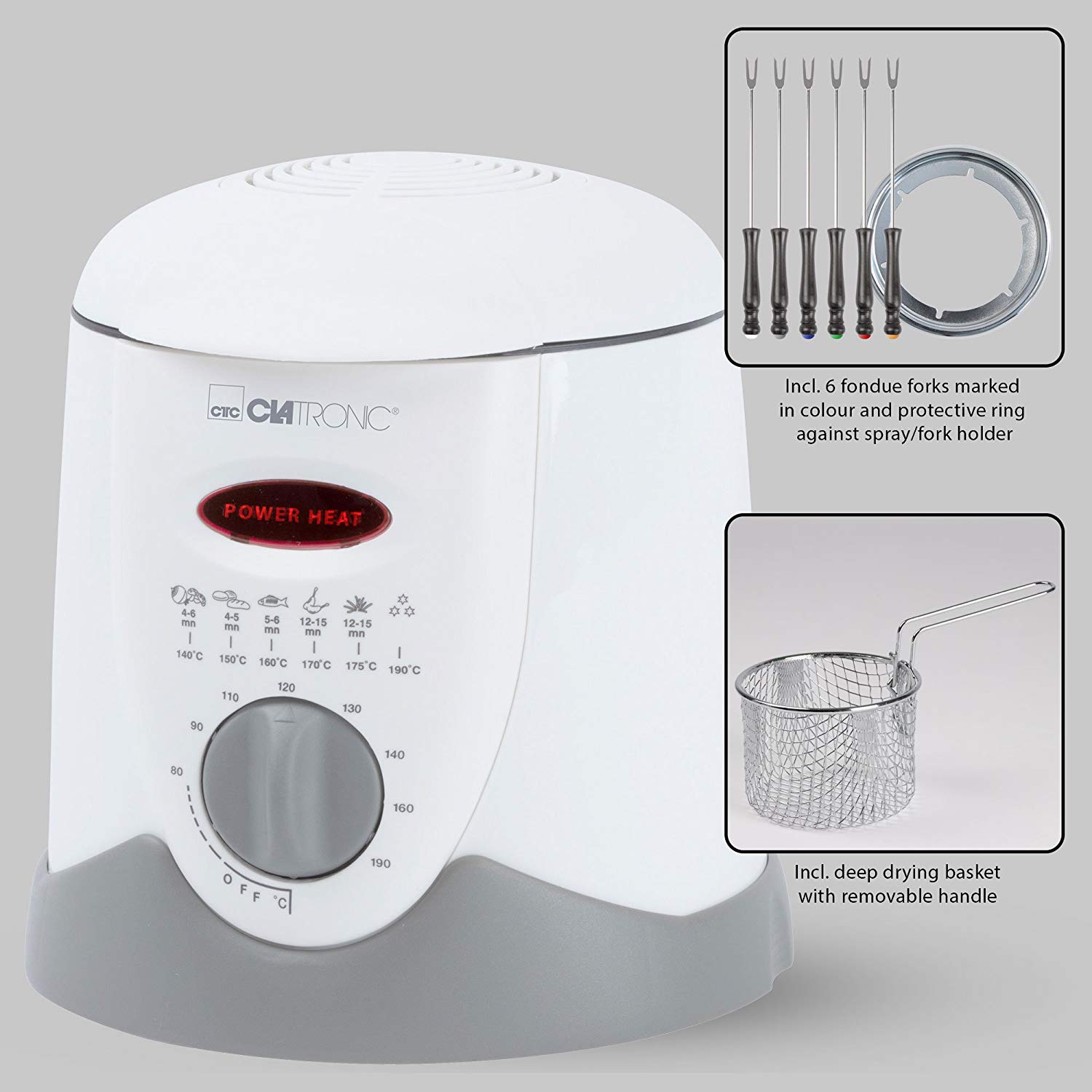 Clatronic FFR 2916 fehér 1L 900W olajsütő/fondue készítő FFR2916
